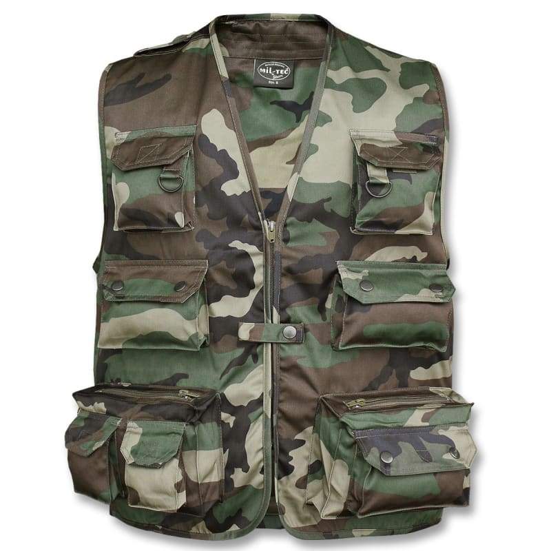 Mil-tec - Fiskevest / Jagtvest Grøn Camouflage